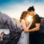 couple looking at each other, bold color editing