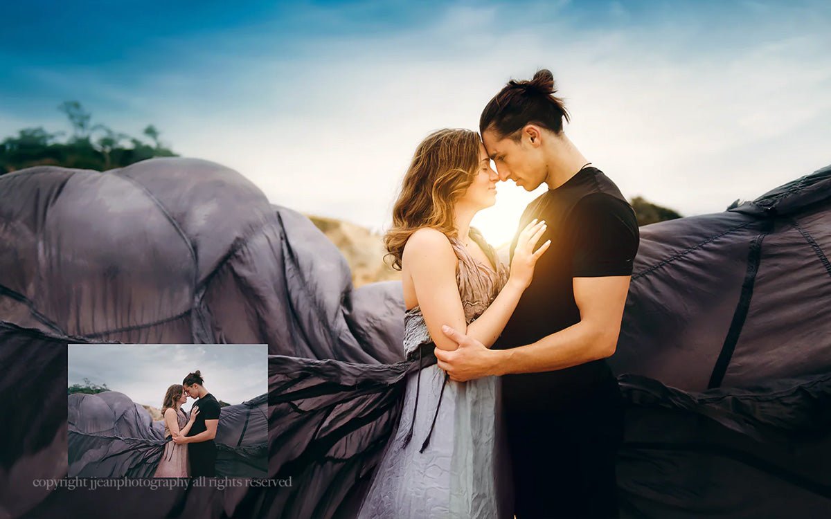 couple looking at each other, bold color editing