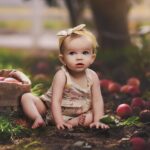 toddler in apple orchard digital background