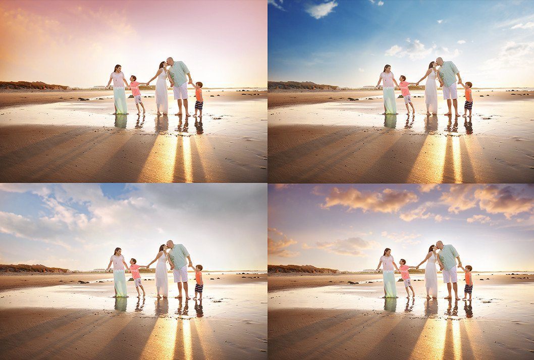 West Coast Skies Before and After Family on Coast