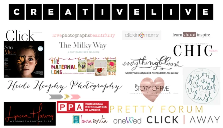 listings of publications such as Click Away, CreativeLive, The Milky Way