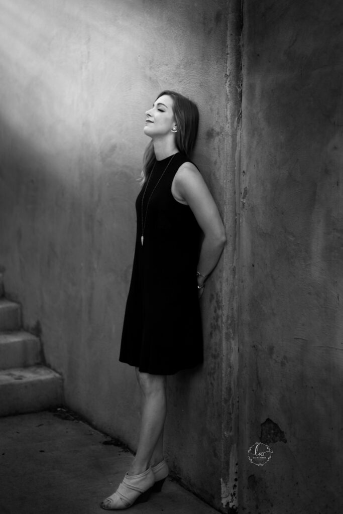 lighting shining on young woman