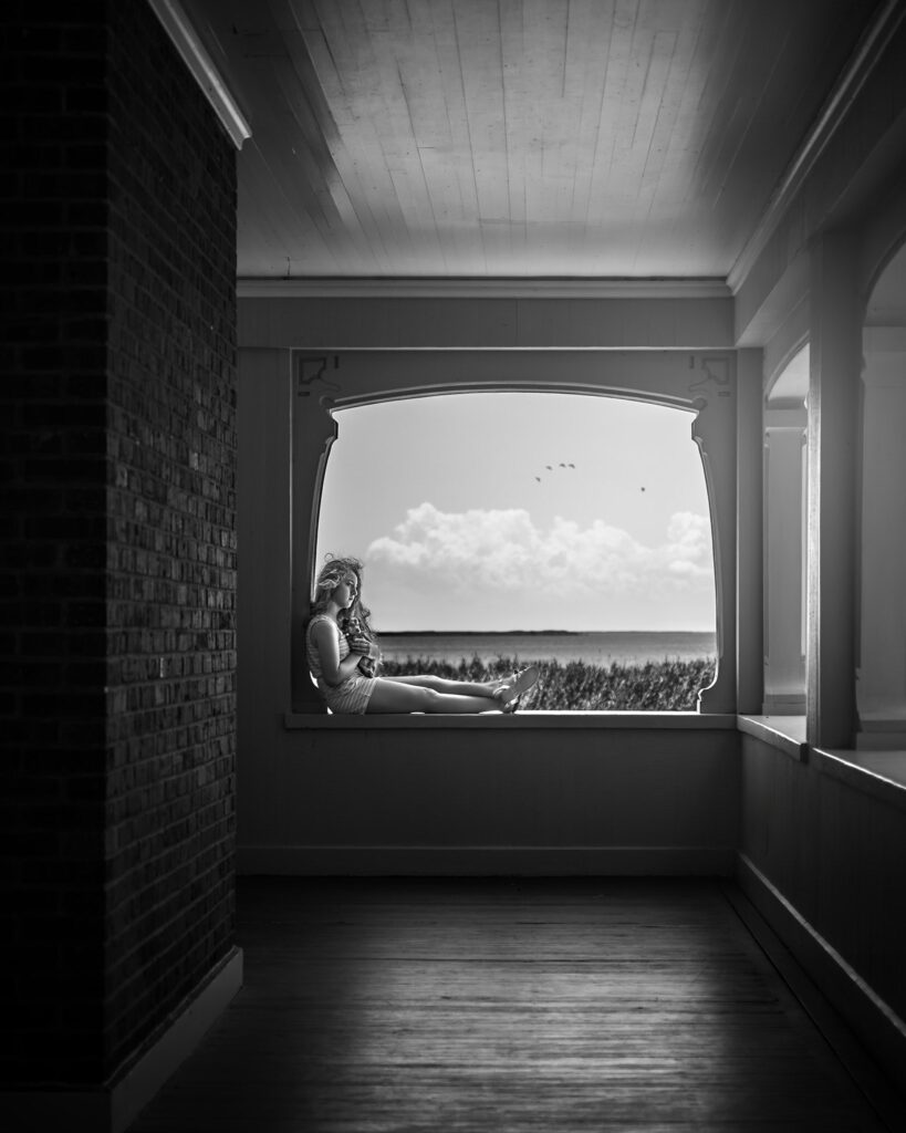 black and white framed portrait
