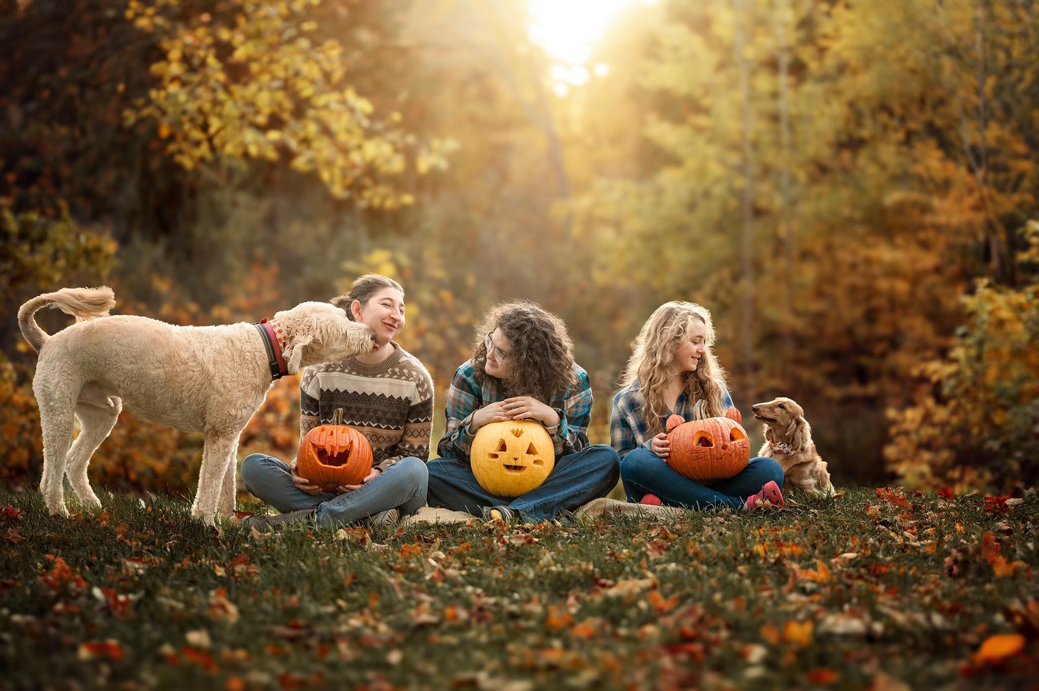 pumpkin carvings and siblings
