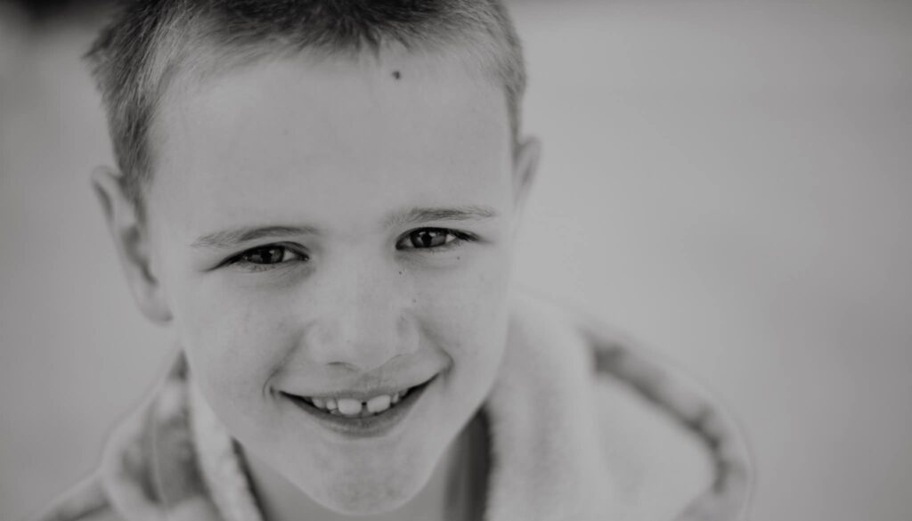 Black and White Portrait of Boy