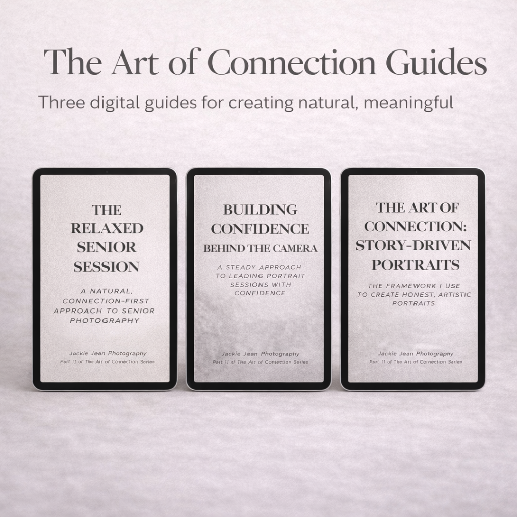 image of three ipad screens with art of connection guides