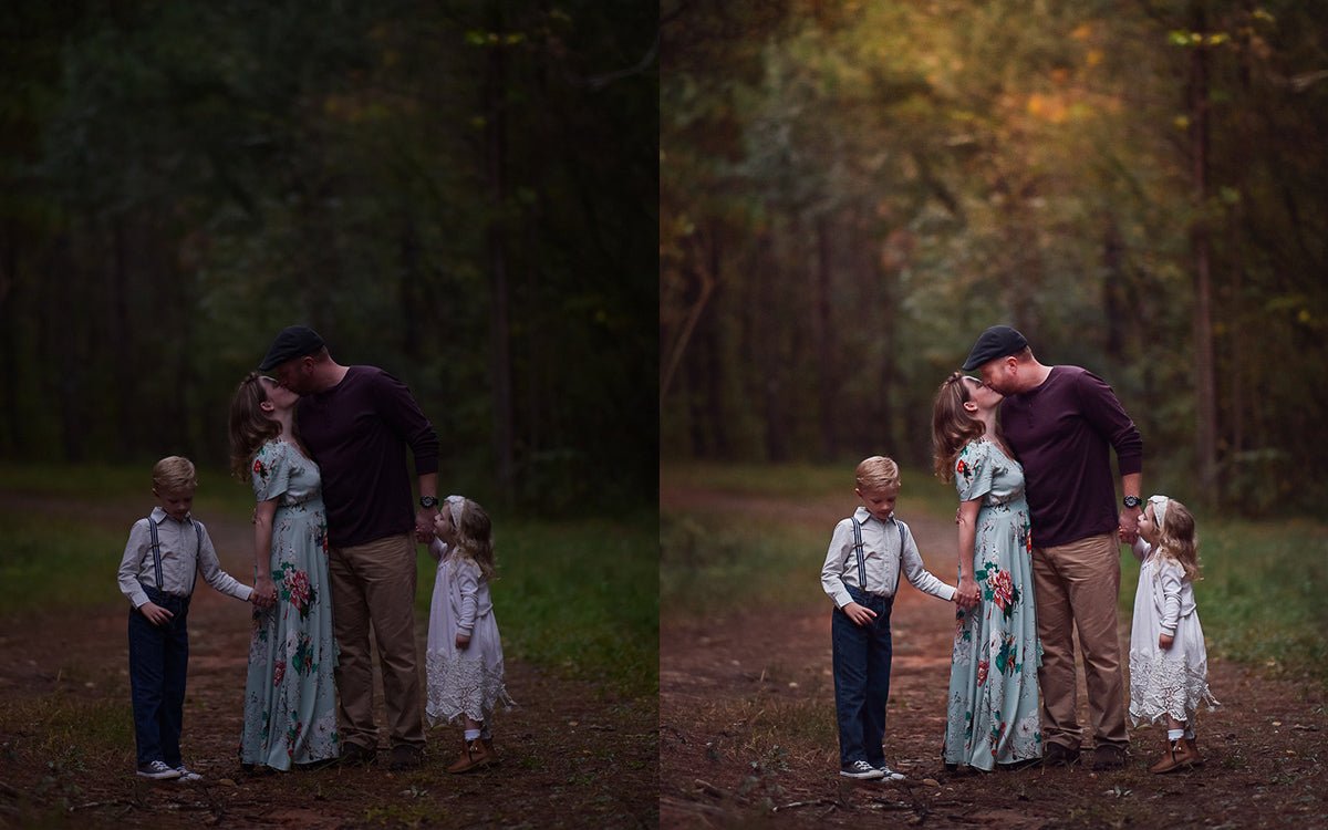 creative editing in lightroom before and after - family portrait