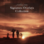 dramatic evening sky and silhouette of children playing - signature sky overlays collection